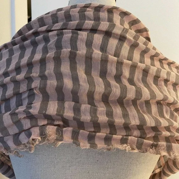 Blush Oversized Scarf Wrap Shawl Coverup Striped Stripes Pattern Distressed Fray - Picture 8 of 8